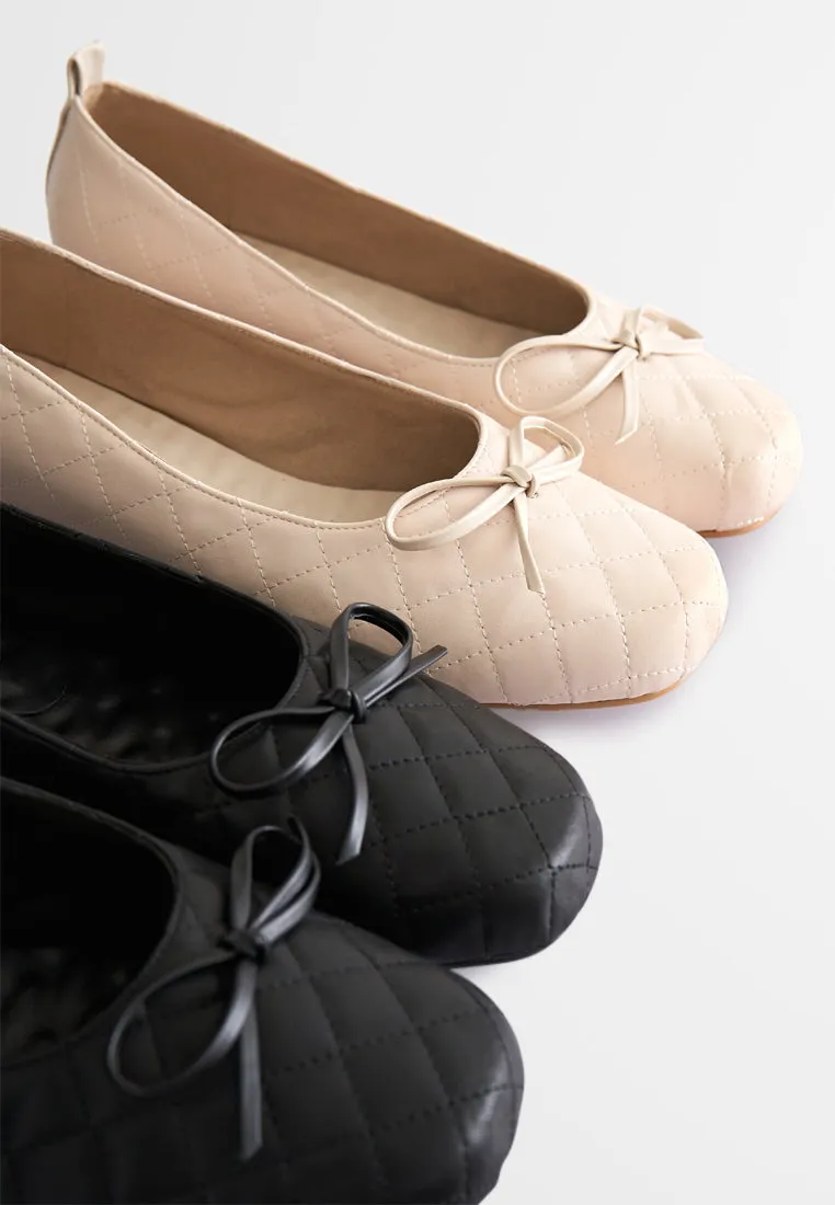 Belinda Ribbon Quilted Ballerina Flats