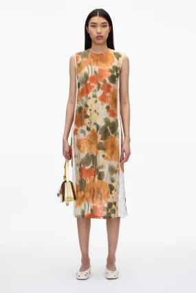 Blurred Marigold Slip Dress w Satin Combo