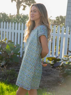 Frankie Knit Tee Mini Dress - Blue Floral