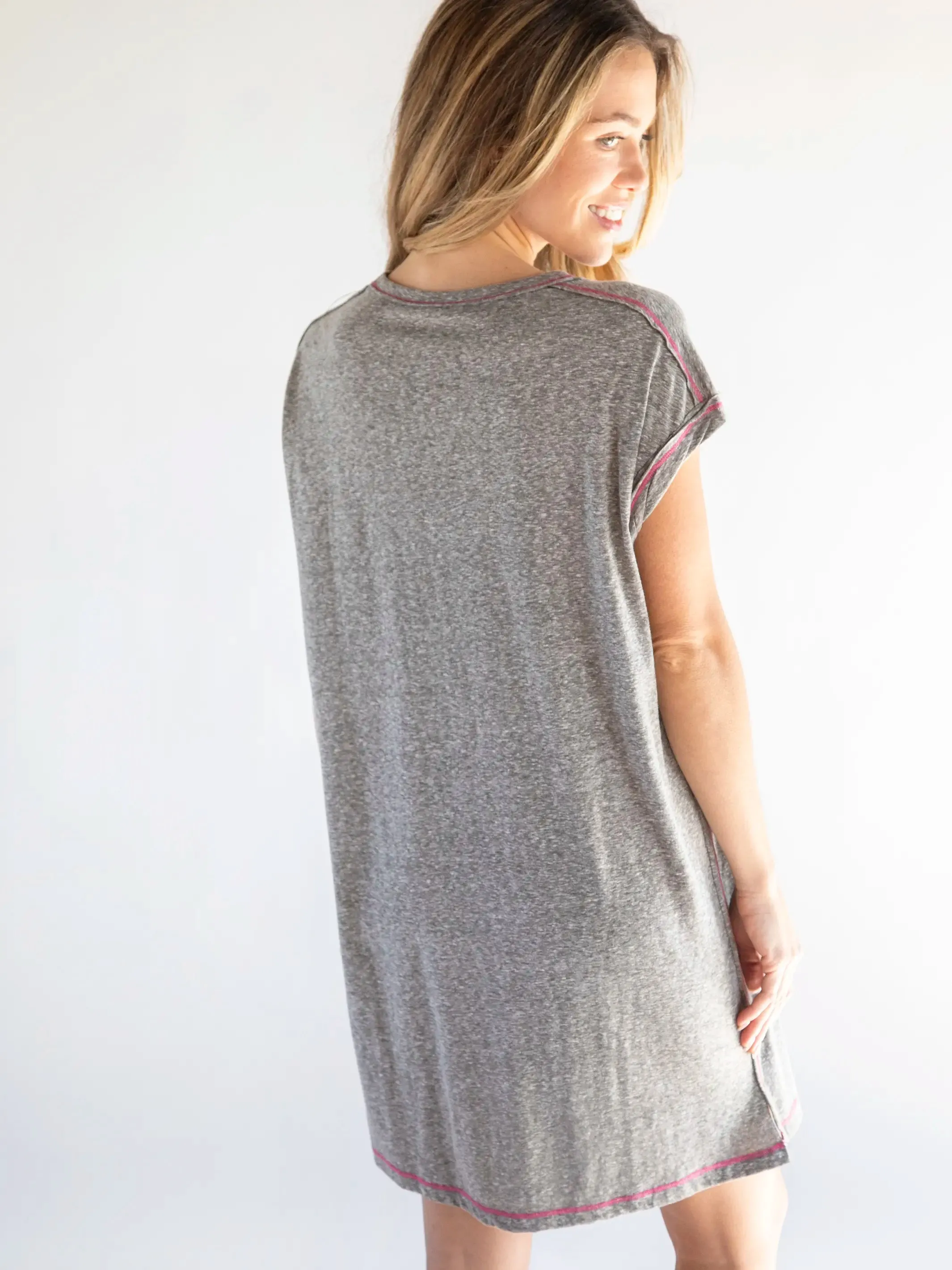 Frankie Knit Tee Mini Dress - Heather Grey