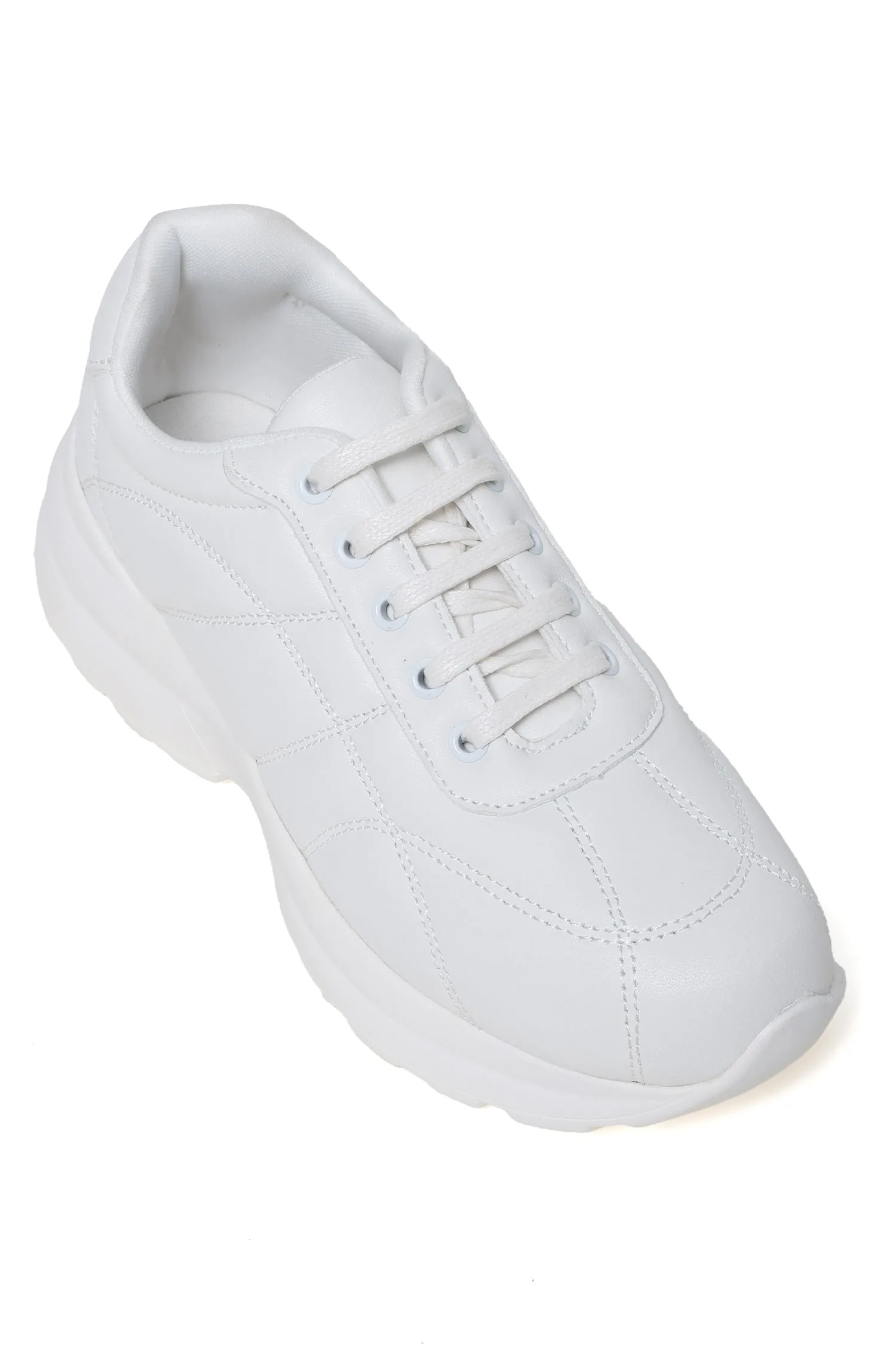 WOMEN'S SPORTY PLATFORM SNEAKERS-WHITE