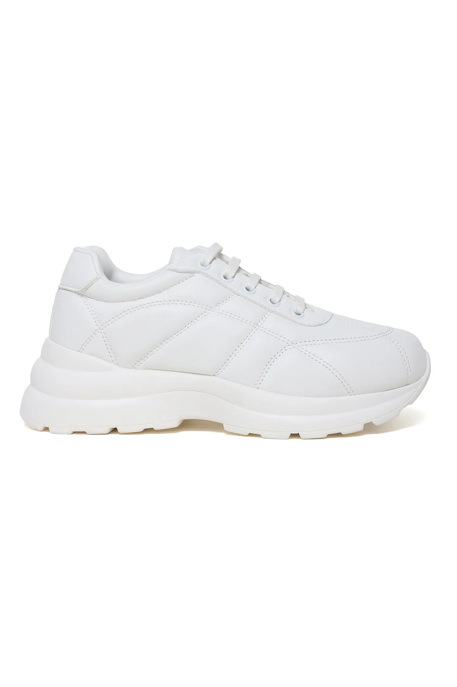 WOMEN'S SPORTY PLATFORM SNEAKERS-WHITE